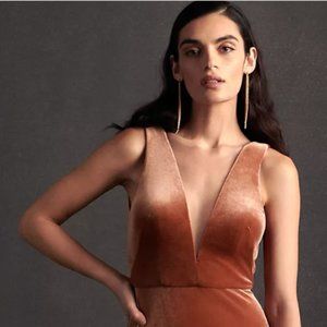 Jenny Yoo Logan Rose Velvet Maxi Dress